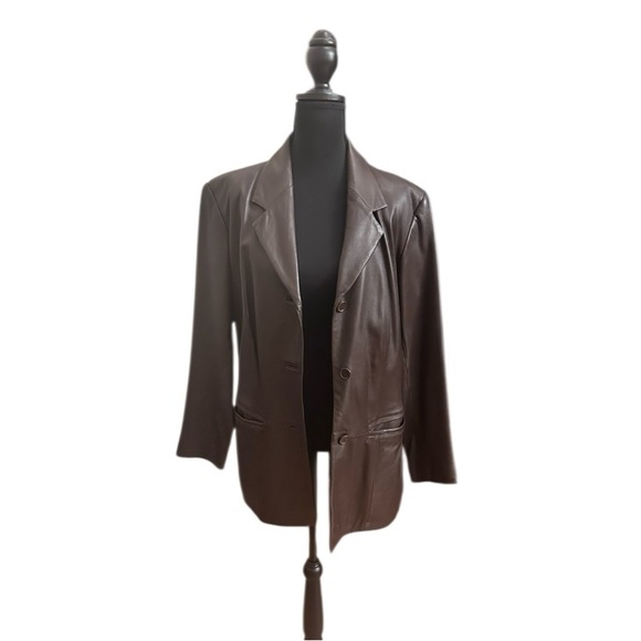 Preston & York Brown Leather Women’s Jacket Blazer Lamb Skin M in EUC - Picture 3 of 16